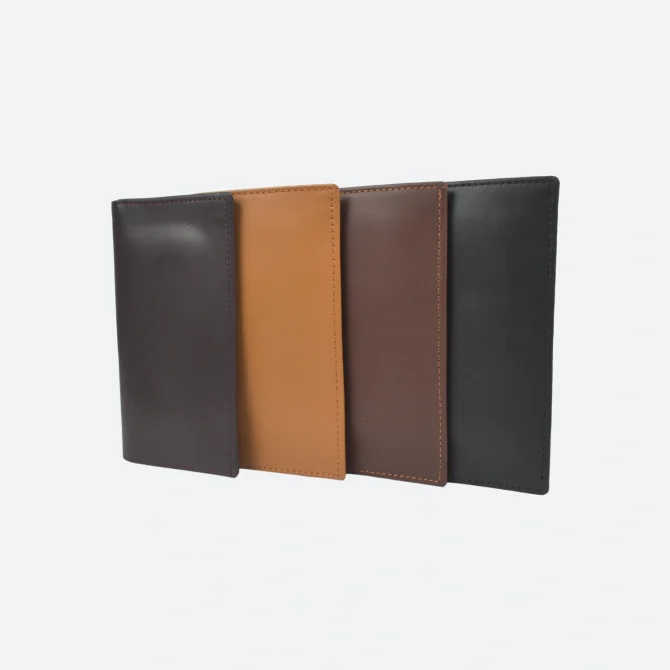 Vertical leather wallet.